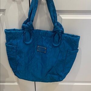 Marc Jacobs Blue Quilted Tote Bag with Knot Handles